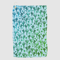 Night Desert Saguaro Cacti Watercolor Ombre Green