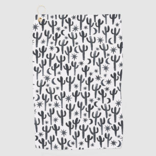Night Desert Saguaro Cactus Watercolor Pattern Golf Towel