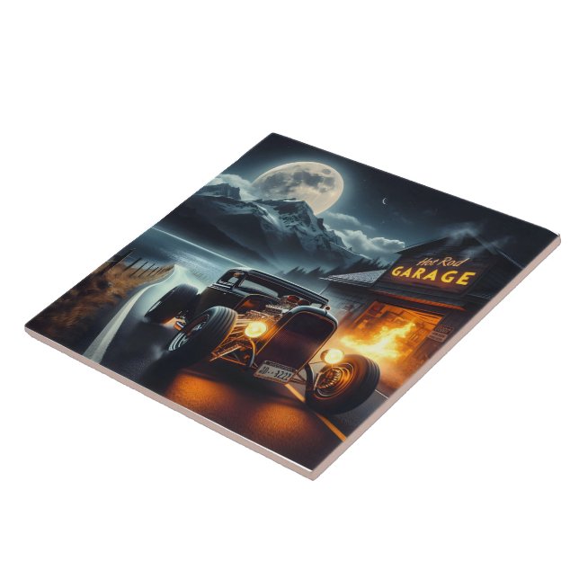 Night drive in a classic hot rod tile (Side)