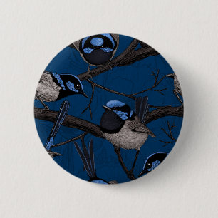 Night fairy wrens 2 inch round button