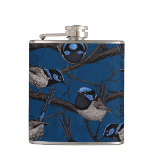 Night fairy wrens hip flask