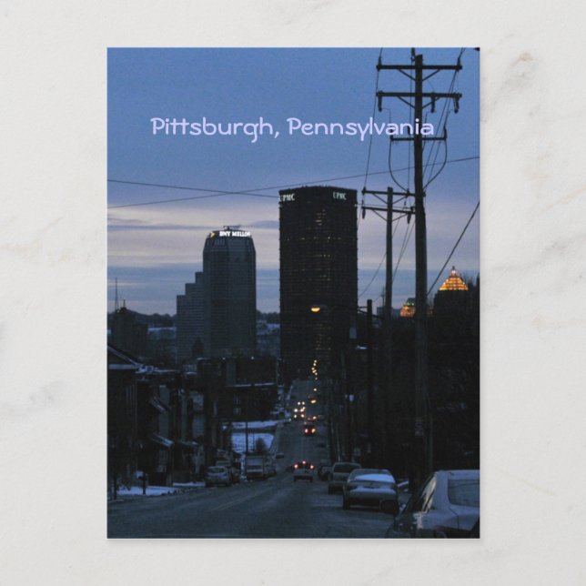 Night Falls on Pittsburgh, PA Postcard (Front)