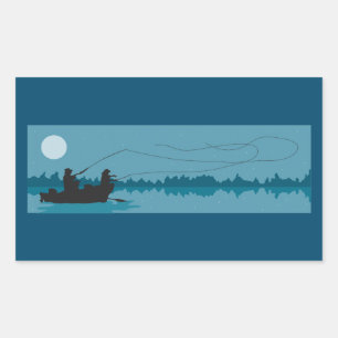 Night Fishing Under a Full Moon Sticker