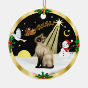 Night Flight - Seal Point Siamese cat Ceramic Ornament