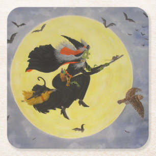 "Night Flight!" Square Paper Coaster