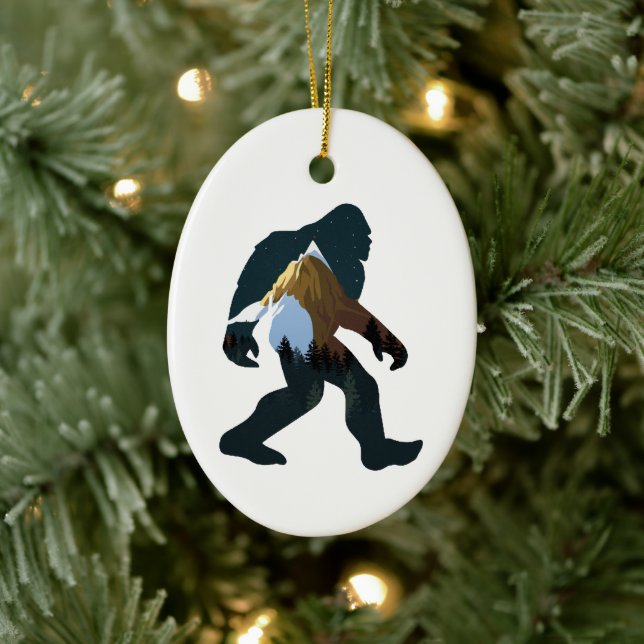 Night Forest Bigfoot Ceramic Ornament (Tree)