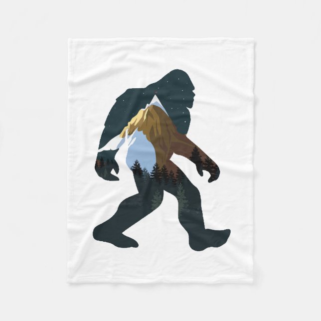 Night Forest Bigfoot Fleece Blanket (Front)