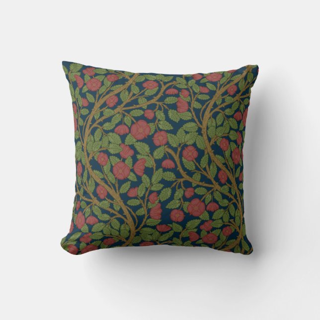 Night Forest Floral Pattern Design Throw Pillow (Front)