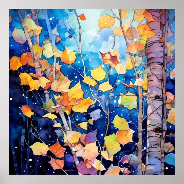 Night Forest in Autumn Art Poster (Front)