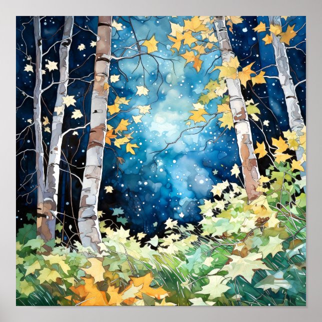 Night Forest Landscape Home Decor Poster (Front)