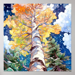 Night Forest Landscape Home Decor Poster