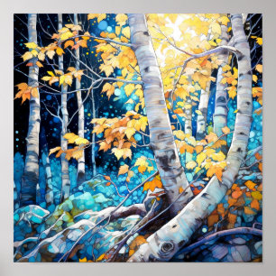 Night Forest Landscape Home Decor Poster