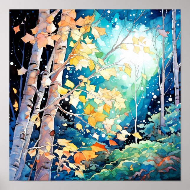 Night Forest Landscape Home Decor Poster (Front)