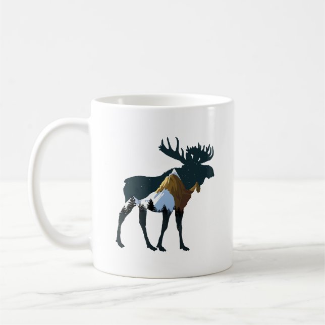 Night Forest Moose      Coffee Mug (Left)
