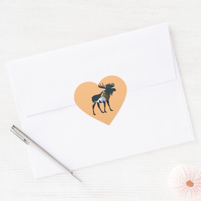 Night Forest Moose     Heart Sticker (Envelope)