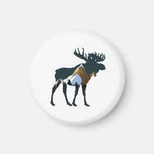 Night Forest Moose Magnet
