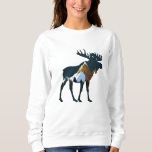 Night Forest Moose Sweatshirt