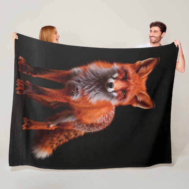 Night fox fleece blanket (In Situ)