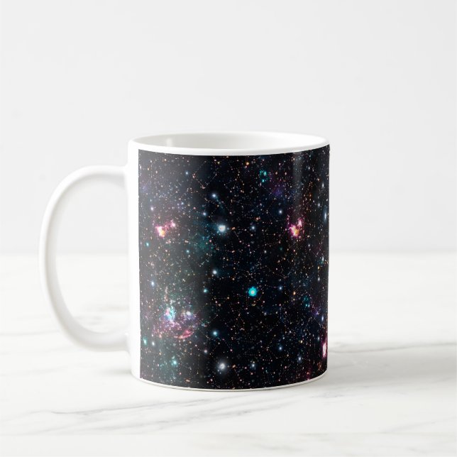 Night Galaxy Space PrintSeamless Pattern in Repeat Coffee Mug (Left)