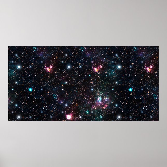 Night Galaxy Space PrintSeamless Pattern in Repeat Poster (Front)