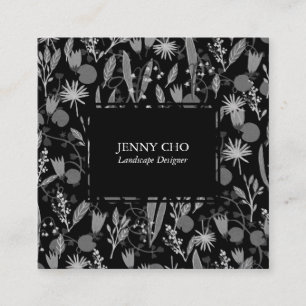 Night Garden Botanical Floral Plants Modern Chic  Square Business Card