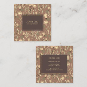 Night Garden Botanical Floral Plants Modern Chic  Square Business Card