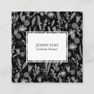 Night Garden Botanical Floral Plants Modern Chic Square Business Card