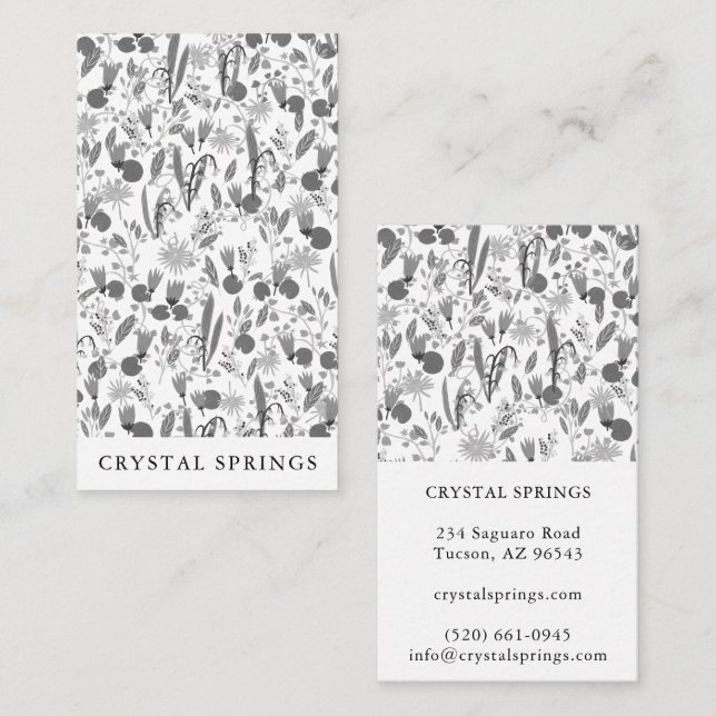 Night Garden Botanical Plants Modern Chic Floral Business Card (Front/Back)