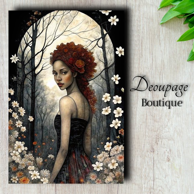 Night Garden Queen Moonlit Beauty Dogwoods Decoupa Tissue Paper (Night Garden Queen - Moonlit Beauty Among Dogwoods Decoupage Tissue Paper)