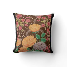Night Garden Roses and Hydrangea Throw Pillow