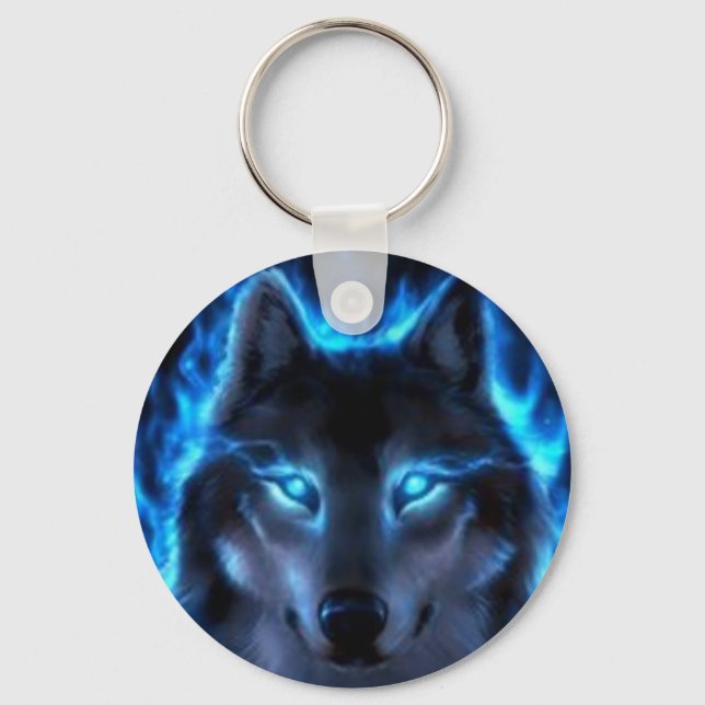 Night Ghost Wolf Keychain (Front)