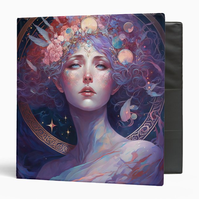 Night Goddess Queen Fantasy Art 3 Ring Binder (Front/Inside)