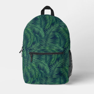 Night Green Tropical Palm Leaves Pattern Printed Backpack