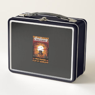 Night Halloween Pumpkin Top Hat Bats Graveyard_1 Metal Lunch Box