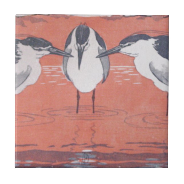 Night Herons by Otto Eckmann Tile (Front)