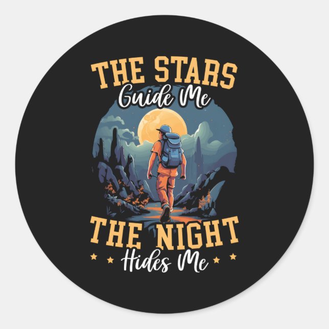 Night Hiking Hike Mountain Climbing Adventure Hike Classic Round Sticker (Front)