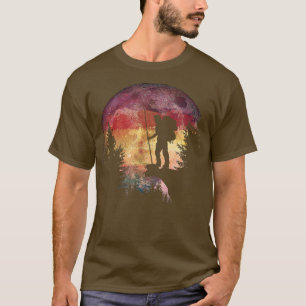 Night Hiking Trekking Lovers Watercolor Moon In Th T-Shirt