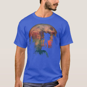 Night Hiking Trekking Lovers Watercolor Moon In Th T-Shirt