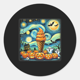 Night Ice Cream Cone Halloween  Classic Round Sticker
