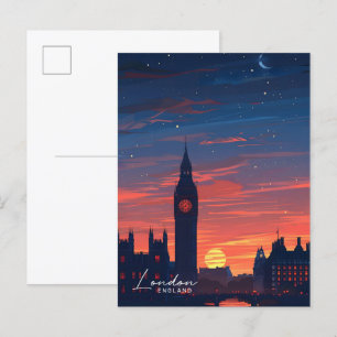 Night in Big Ben London England Travel  Postcard