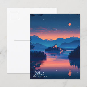 Night in Bled Slovenia Travel  Postcard
