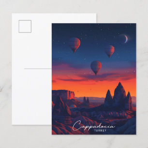 Night in Cappadocia Turkey Travel  Postcard