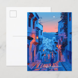 Night in Chefchaouen Morocco Travel  Postcard