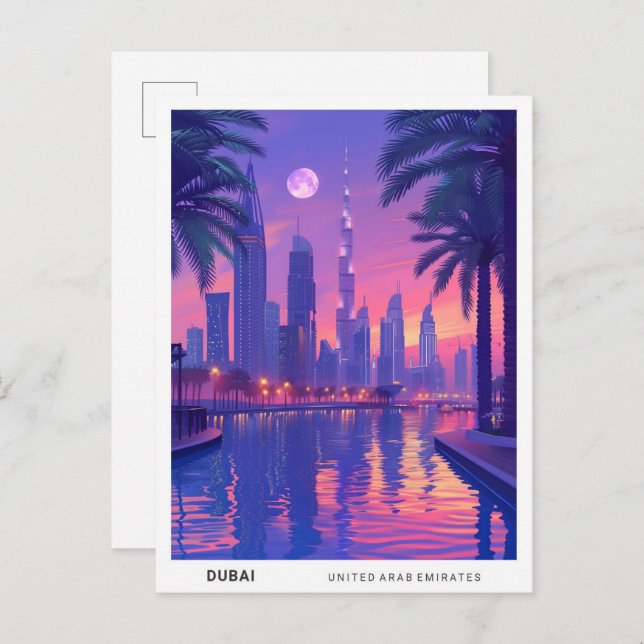 Night in Dubai UAE Travel  Postcard (Front/Back)