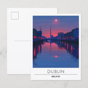 Night In Dublin Ireland Travel  Postcard