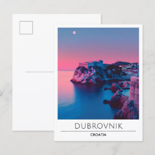 Night in Dubrovnik Croatia Travel Postcard