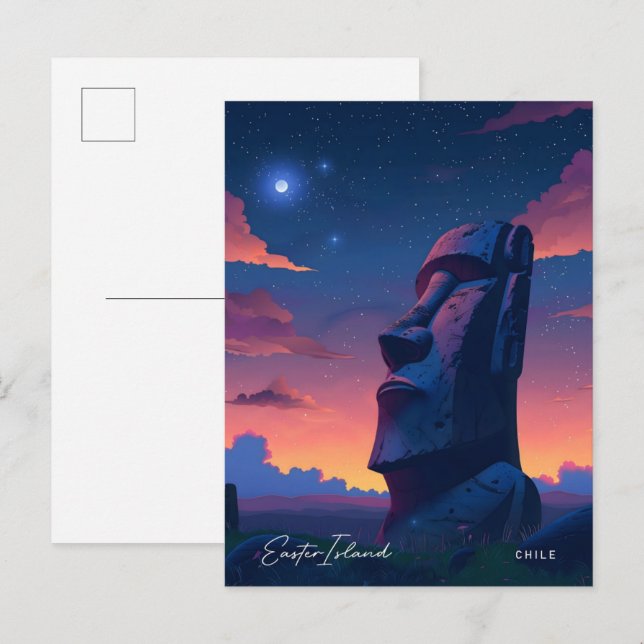 Night in Easter Island Chile Travel  Postcard (Front/Back)