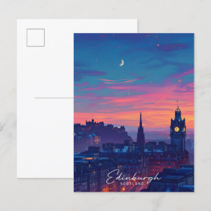 Night in Edinburgh Scotland Travel  Postcard