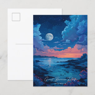 Night in Great Barrier Reef Australia Travel  Postcard