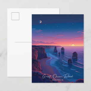 Night in Great Ocean Road Australia Travel  Postcard